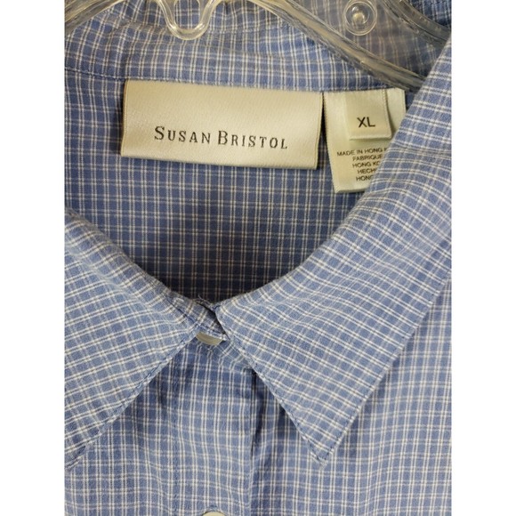 Susan Bristol Womens XL Blue Button Up Shirt Vintage Cotton blend - Picture 2 of 9